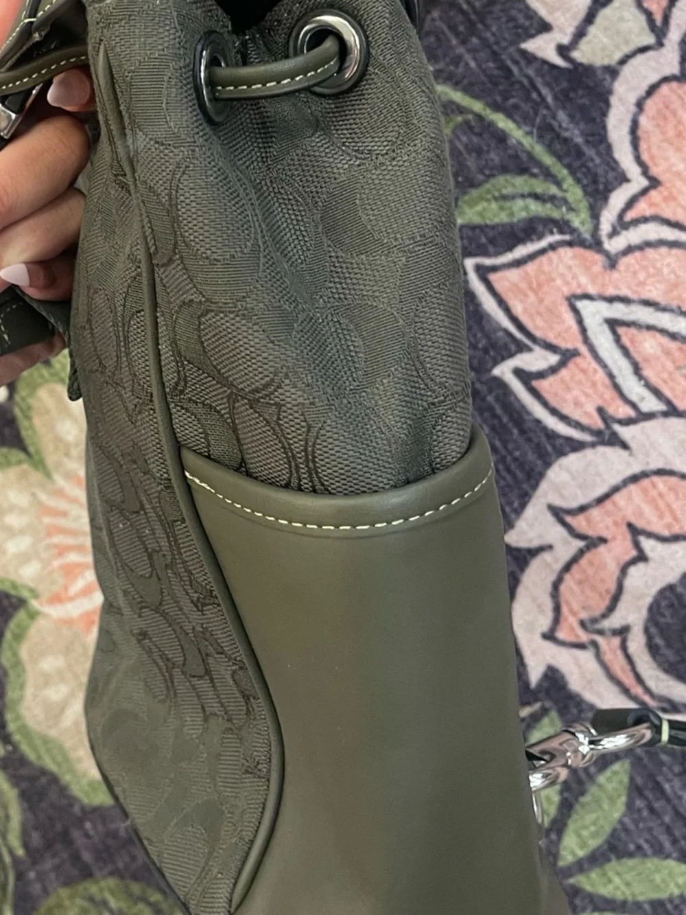 Coach Olive Green Signature Mini Backpack - Picture 2 of 4